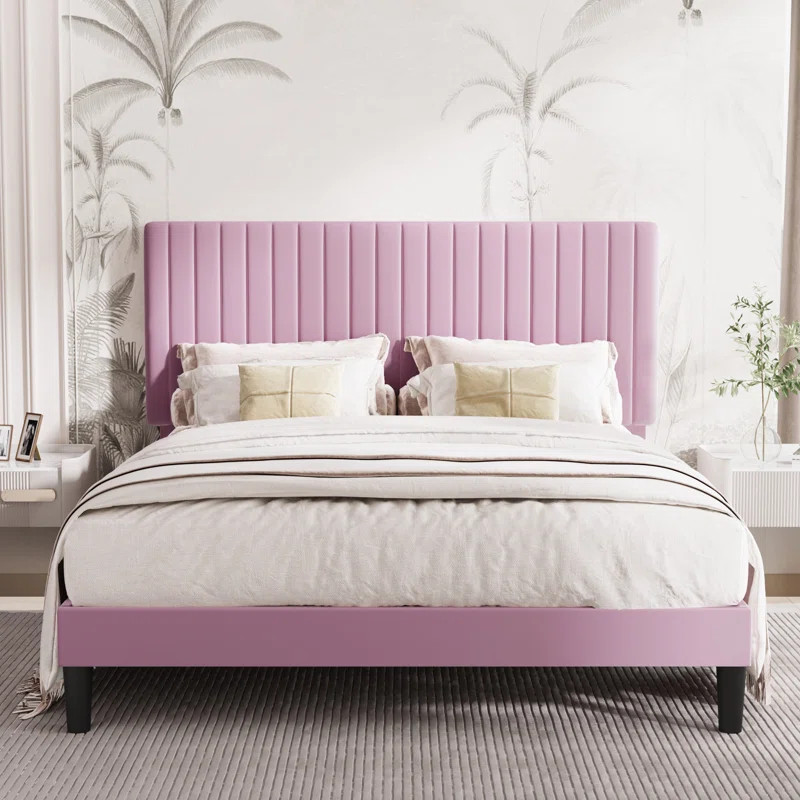 Dunphy Upholstered Platform Bed with Adjustable Headboard | Wayfair North America