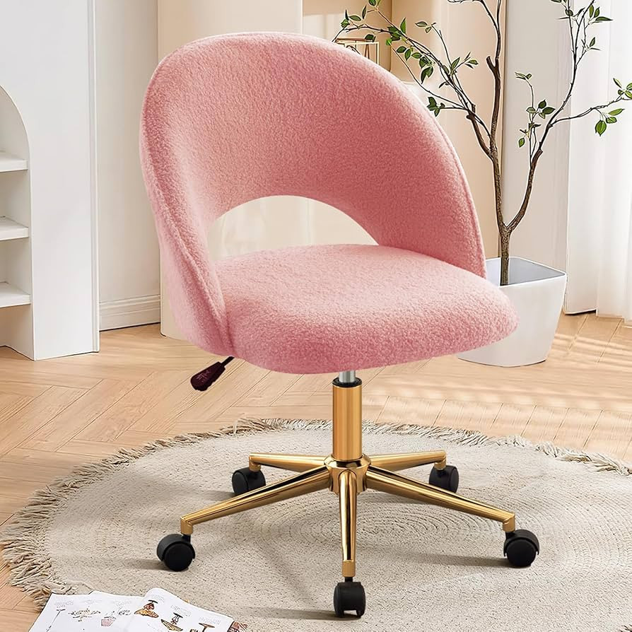 Furniliving Vanity Desk Chair with Wheels, Cute Office Chair with Back for Girls, Rolling Upholst... | Amazon (US)