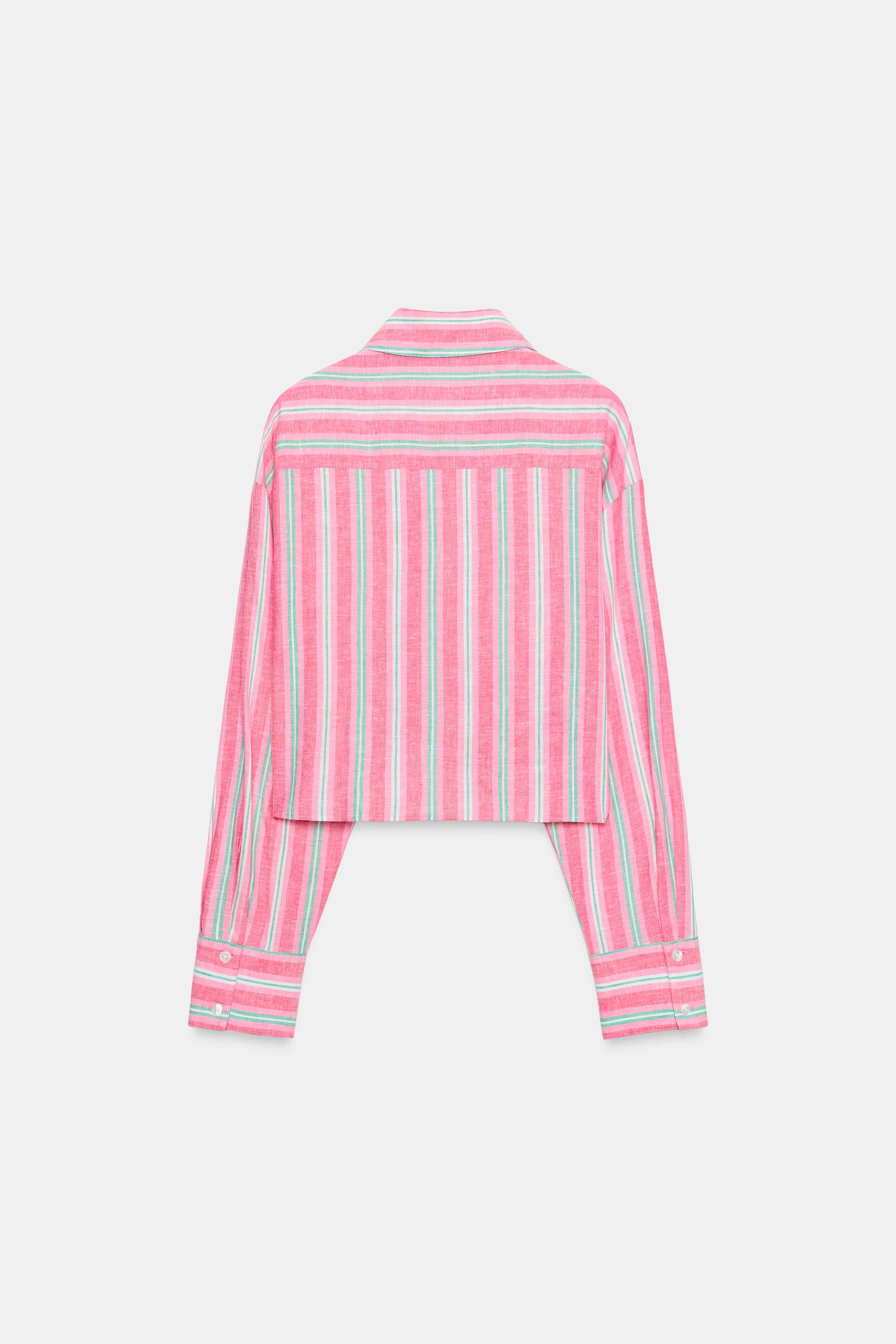 CROPPED STRIPED LACE SHIRT | Zara US