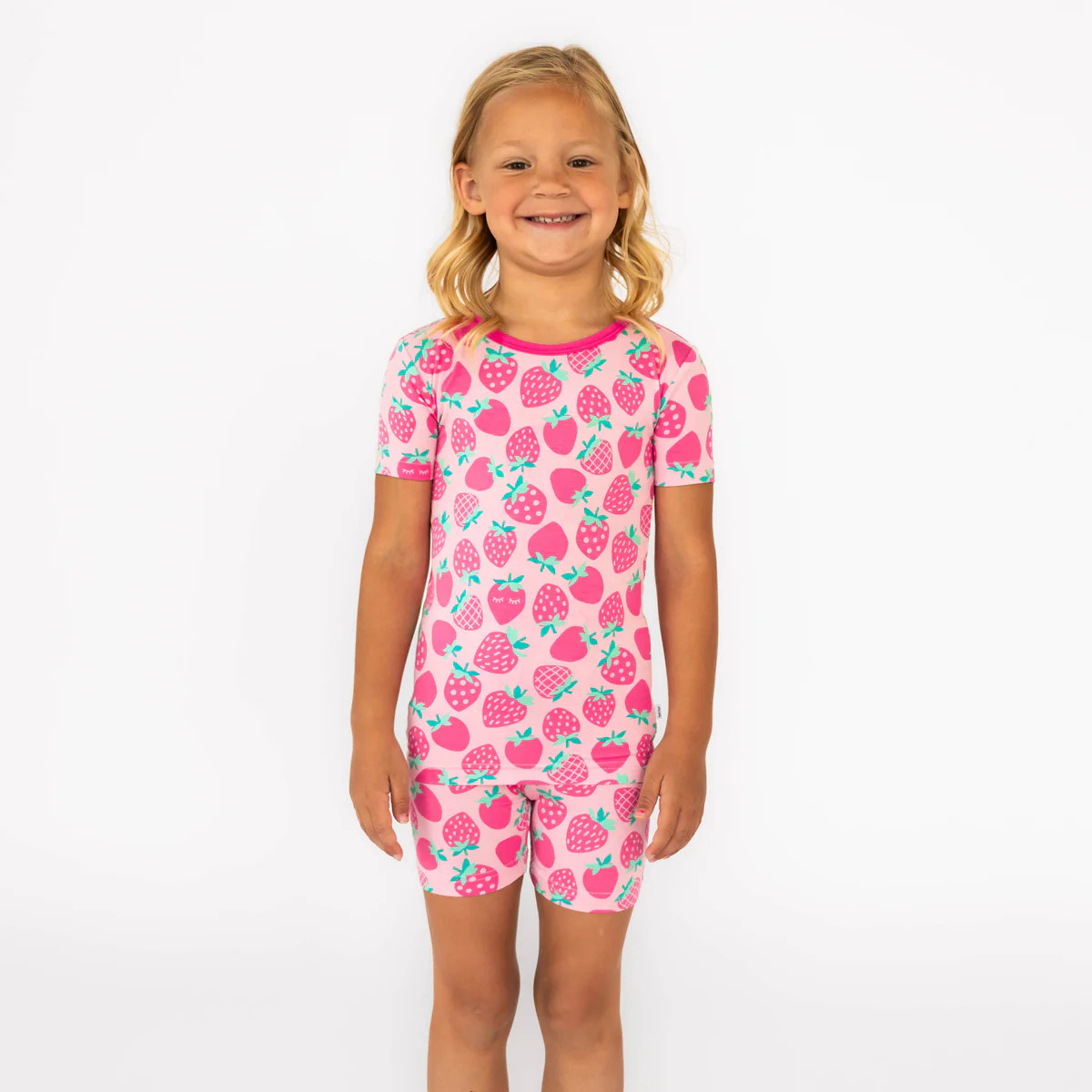Sweet Strawberries Two-Piece Short Sleeve & Shorts Pajama Set | Little Sleepies
