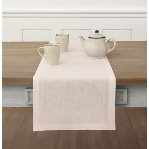 Solino Home Linen Pink Table Runner 60 Inches - 100% Pure Linen Small Table Runner 14 x 60 Inch Ideal for Dresser and Coffee Tables, Valentines, Spring, Easter - Fete | Amazon (US)