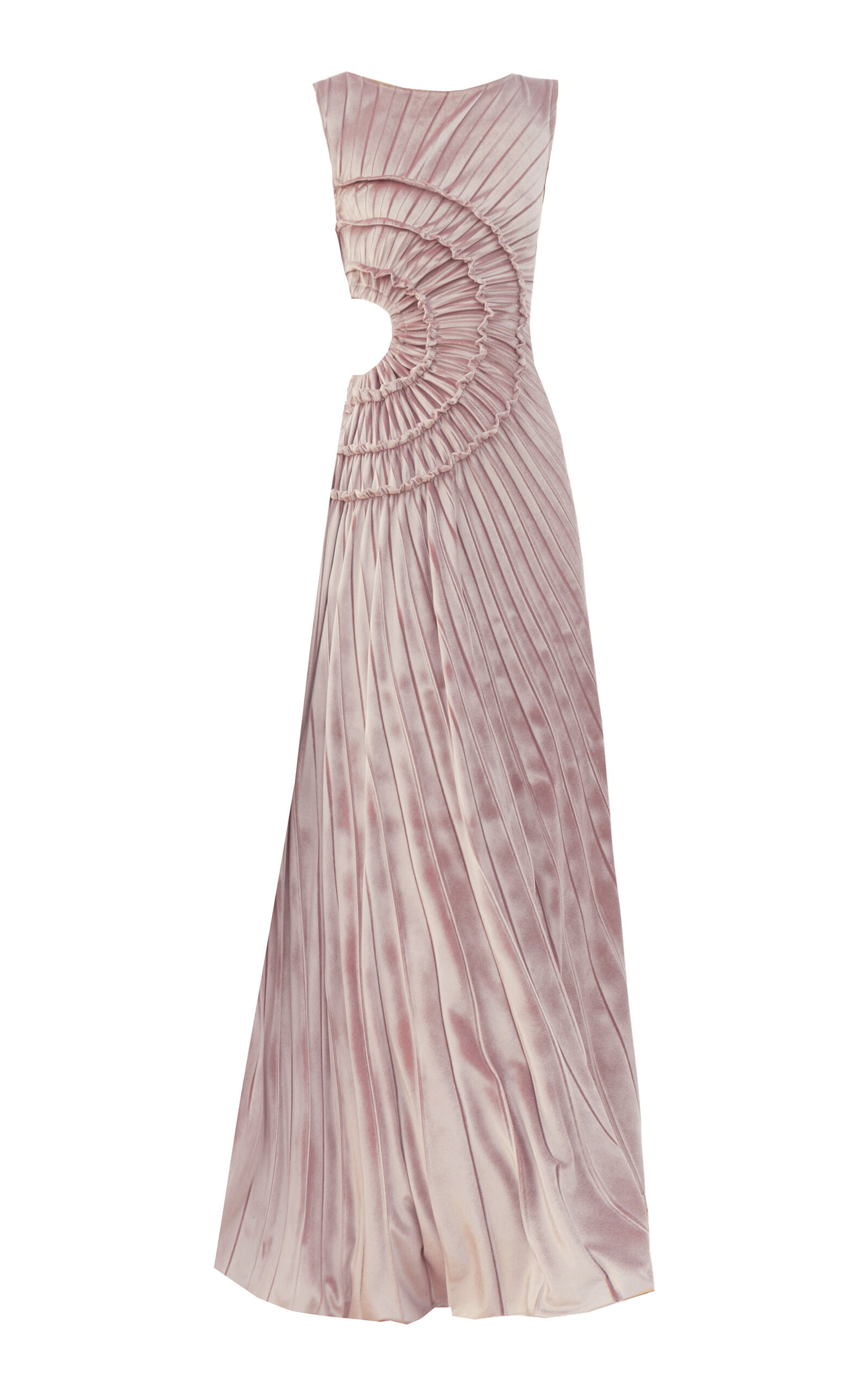 GEORGIA HARDINGE - Crescent Cutout Pleated Velvet Maxi Dress - Pink - UK 12 - Moda Operandi | Moda Operandi (Global)