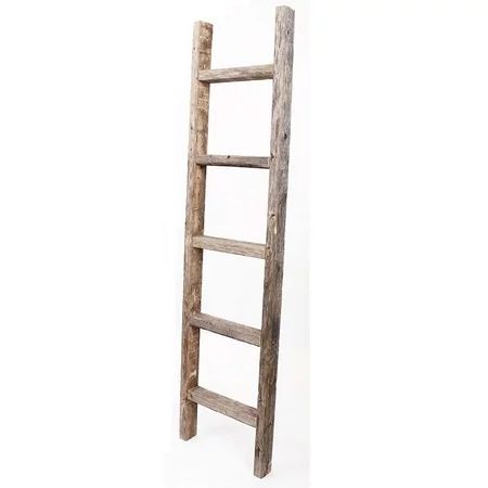 Rustic Farmhouse 5ft Decorative Reclaimed Wood Decorative Ladder (Weathered Gray) | Walmart (US)