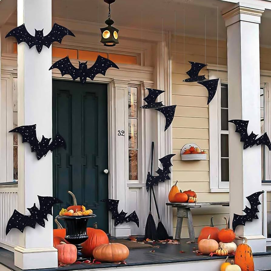 Halloween Decorations Outdoor: 10Pcs Hanging Bats Stickers Wall Decals Window Sticker, Large 3D B... | Amazon (US)