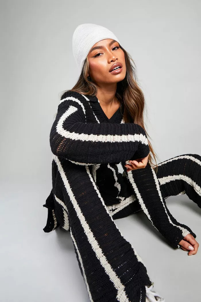 Stripe Crochet Knitted Co-ord | Boohoo.com (UK & IE)