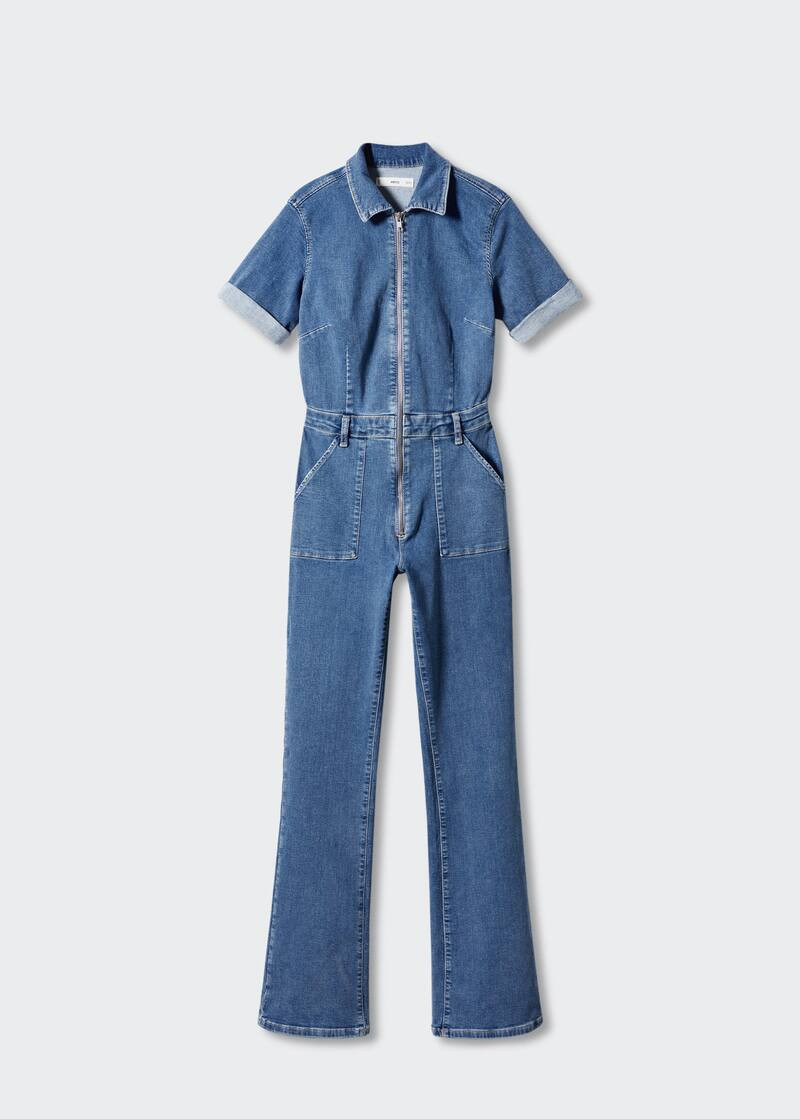 Denim jumpsuit with zipper -  Women | Mango USA | MANGO (US)