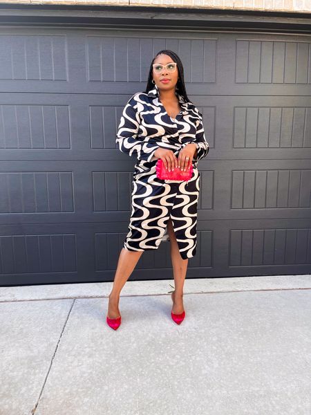 Sundays best! Abstract Wrap dress from boohoo, heels from nine west and bag from Amazon. I love how comfortable and cute this outfit is. Sizing: 5’8 & wearing a large. 

#LTKFind #LTKstyletip #LTKbeauty