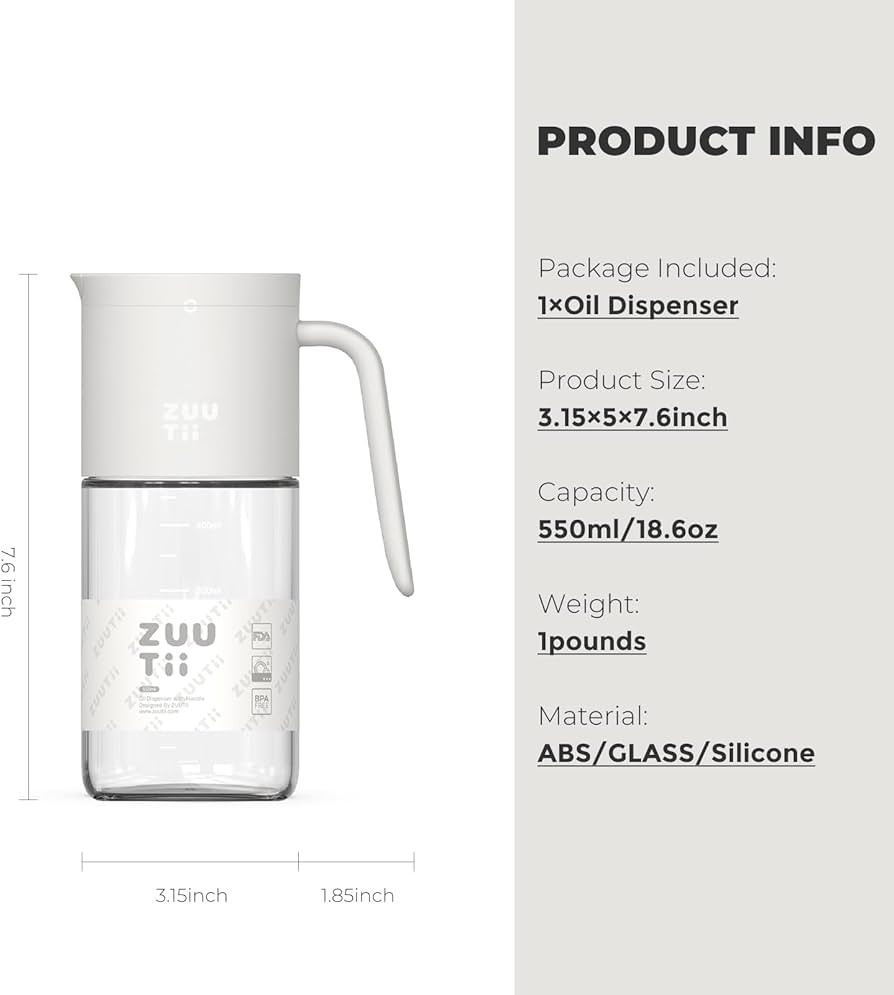 Zuutii Olive Oil Dispenser Bottle 18.6oz \u2013 Auto Flip Glass Vinegar Bottle with No-Drip Spout... | Amazon (US)