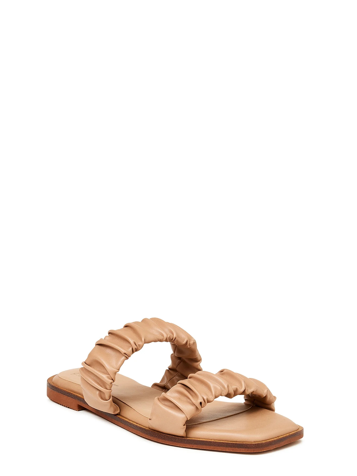 Time and Tru Women's Ruched Strap Sandals - Wide Width Available - Walmart.com | Walmart (US)
