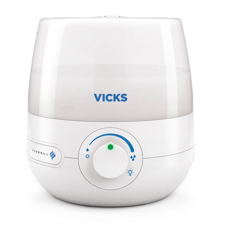 Vicks 0.6 Gallon Natural Care Cool Mist Ultrasonic Humidifier, 200 sq ft, White, VUL530 | Walmart (US)