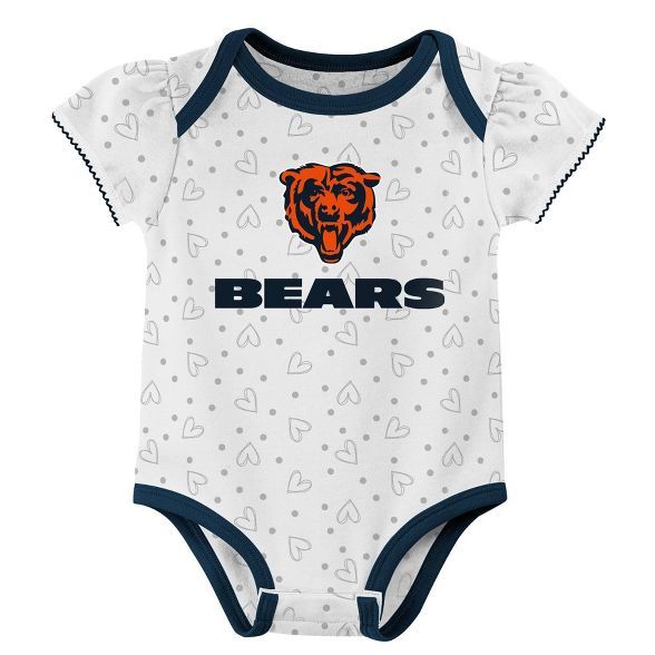 NFL Chicago Bears Girls' Newest Fan 3pk Bodysuit Set | Target