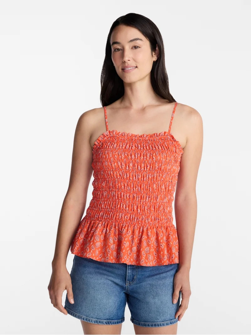Time and Tru Women's Smocked Tank Top, Sizes XS-XXXL | Walmart (US)
