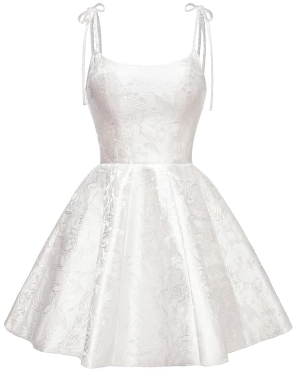 Fokissy Satin Homecoming Dresses 2024 Embroidery Short Prom Dress Spaghetti Strap Party Dress wit... | Amazon (US)