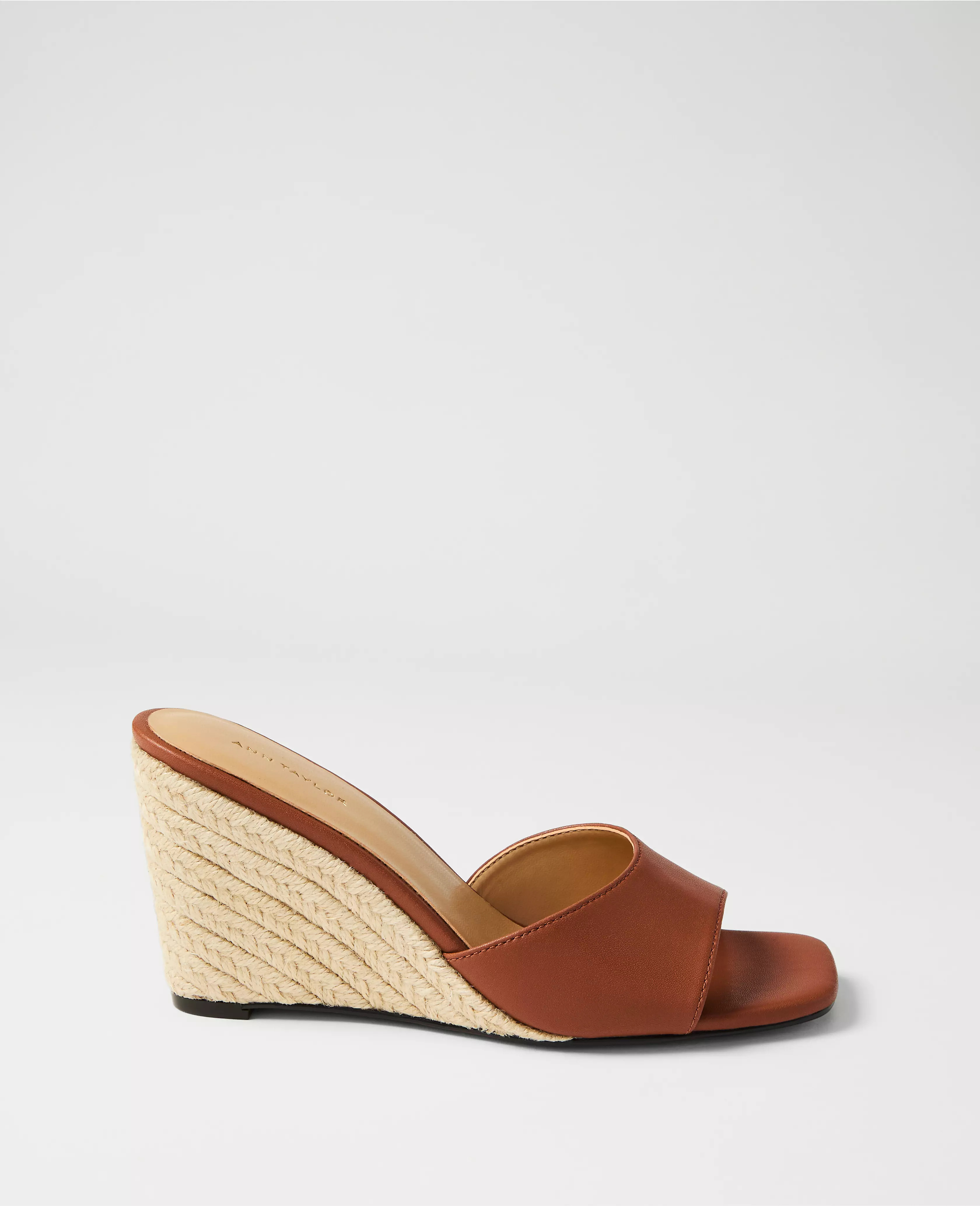 Leather Straw Wedge Sandal | Ann Taylor