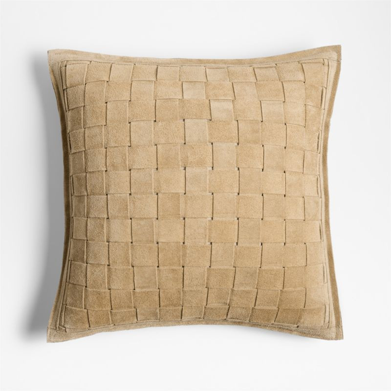 Hyde Woven Suede 20x20 Camel Tan Throw Pillow Cover + Reviews | Crate & Barrel | Crate & Barrel