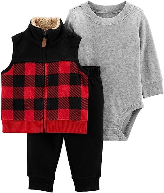 Amazon.com: Carter's Baby Boys' 3 Piece Vest Set (Plaid/Red/Black, 18 Months): Clothing, Shoes & ... | Amazon (US)