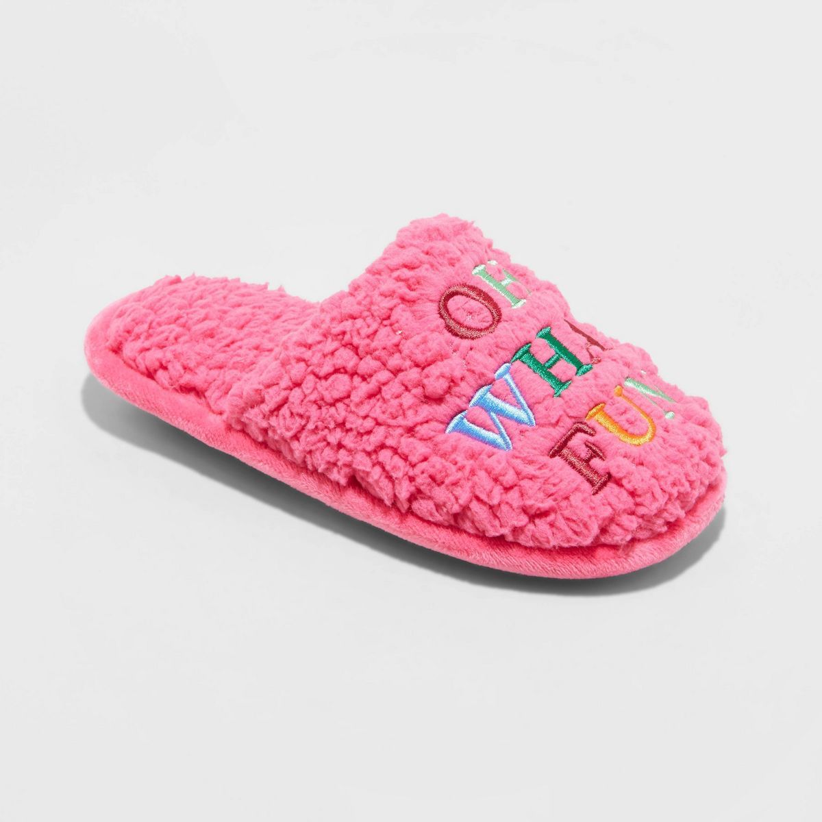 Kids' Holiday Oh What Fun! Scuff Slippers - Wondershop™ Pink 9-10 | Target