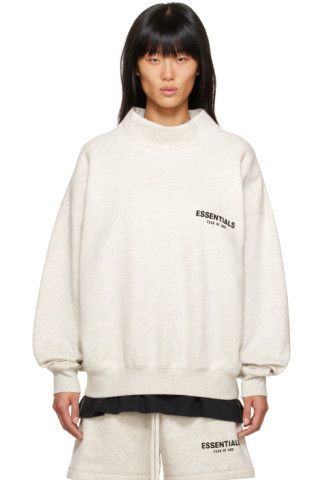 Essentials - Off-White Mock Neck Sweatshirt | SSENSE