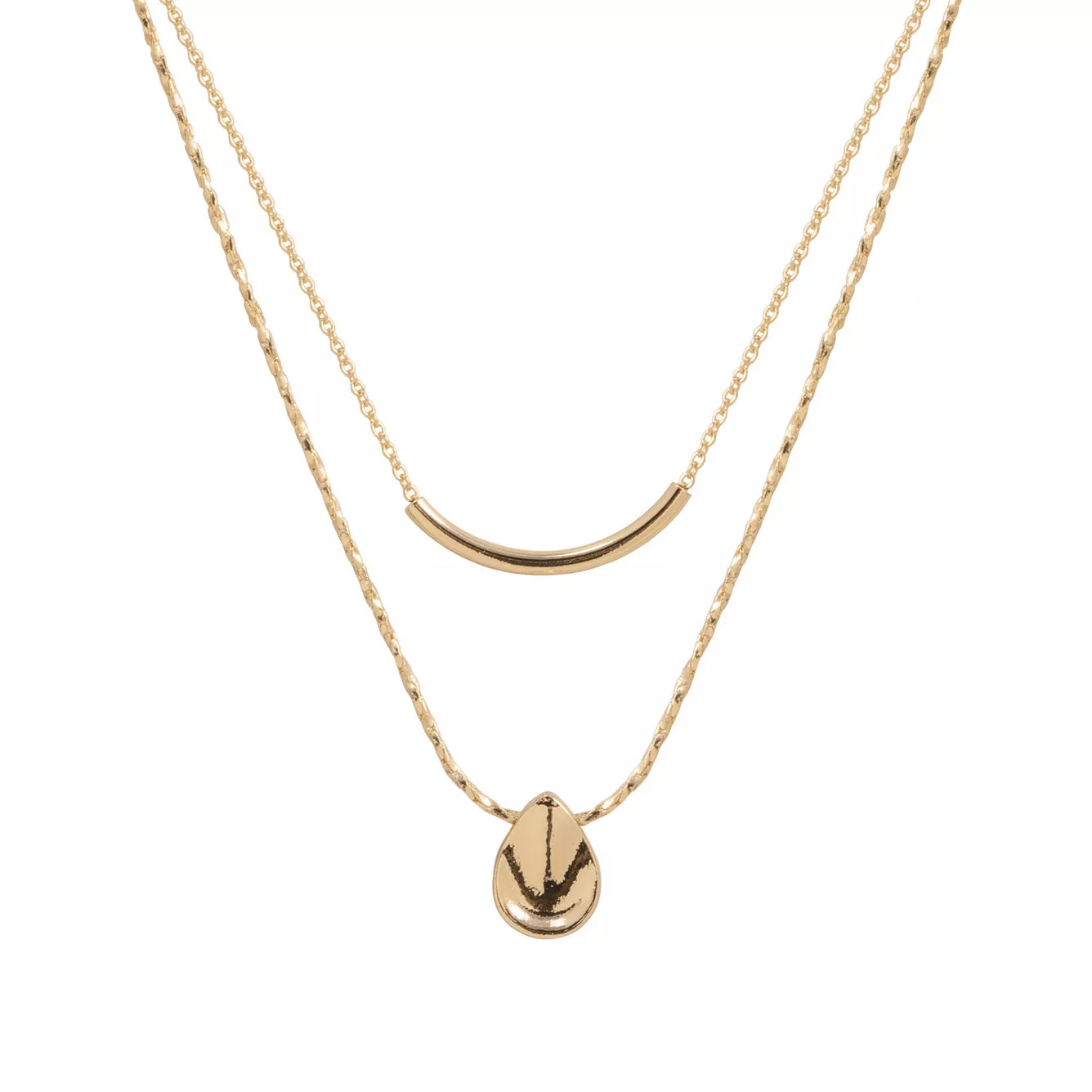 LC Lauren Conrad Gold Tone Tube & Teardrop Layered Necklace | Kohl's