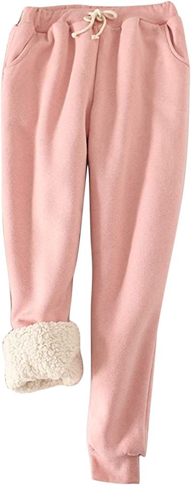 Yeokou Women's Winter Warm Athletic Sweatpants Sherpa Lined Joggers Fleece Pants | Amazon (US)