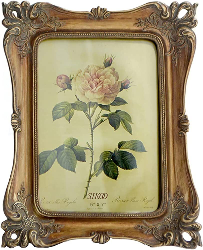 SIKOO Vintage Picture Frame Antique Ornate Photo Frame Tabletop and Wall Hanging with High Defini... | Amazon (US)