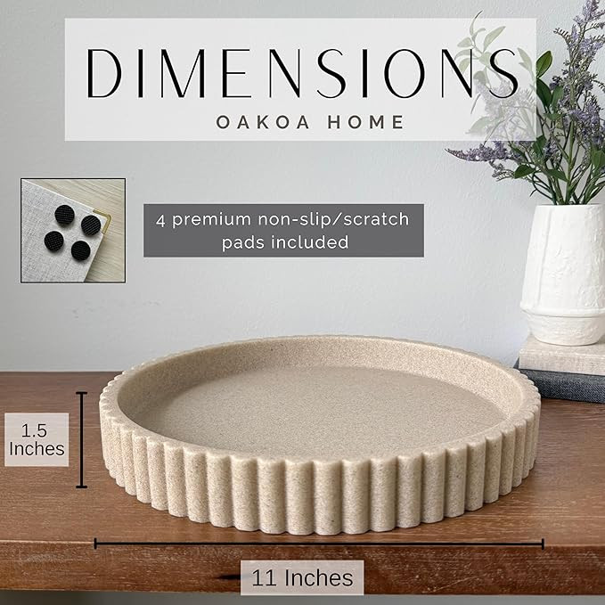 OAKOA Decorative Tray for Decor - Coffee Table Tray for Living Room - Round Tray for Home Decor -... | Amazon (US)