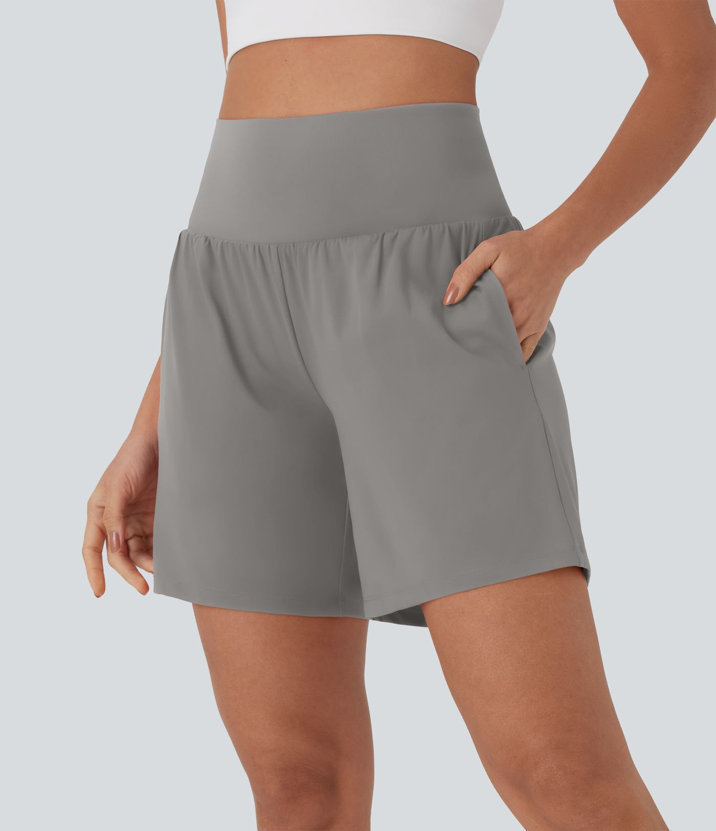 Women’s SoftlyZero™ Airy Super High Waisted 2-in-1 Cool Touch Yoga Shorts 7" with Pockets - H... | HALARA
