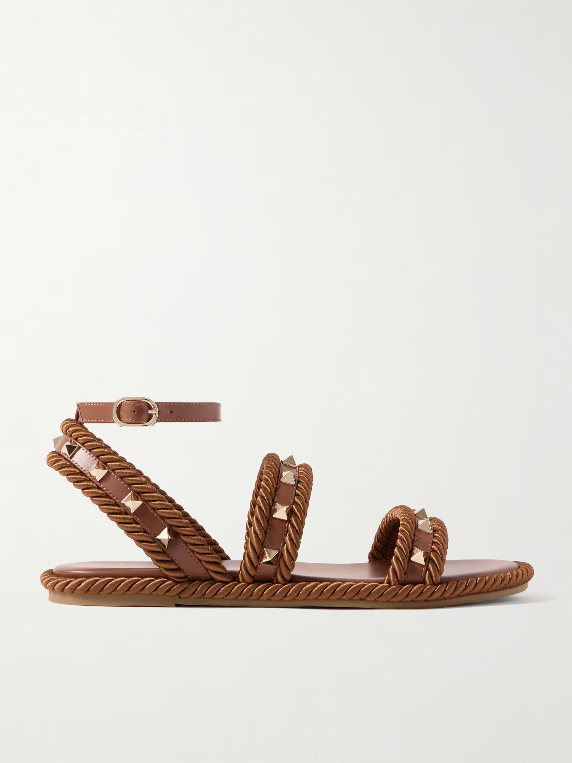 Rockstud Torchon rope-trimmed leather sandals | NET-A-PORTER APAC