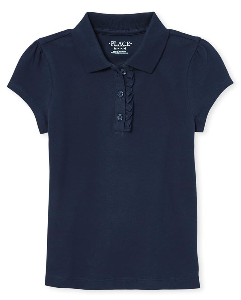 The Children's Place Girls' Short Sleeve Ruffle Pique Polo | Amazon (US)