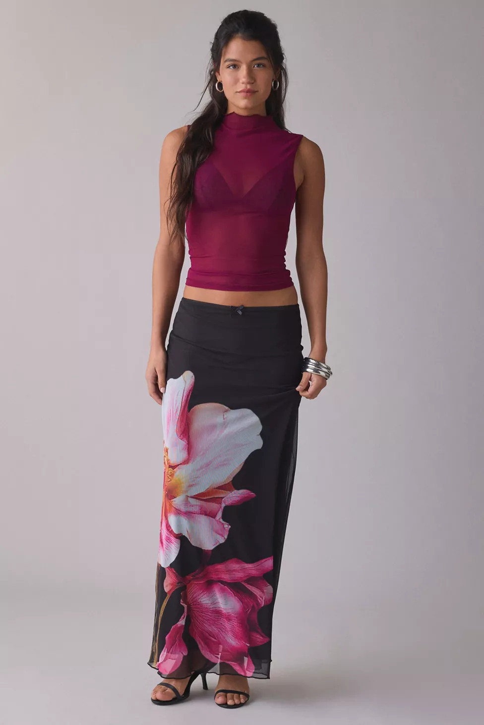 Kimchi Blue Can't Miss Printed Mesh Maxi Skirt | Urban Outfitters (US and RoW)