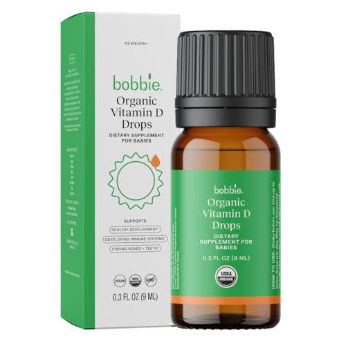 Bobbie Organic Baby Vitamin D Drops, Daily Liquid Supplement to Support Development, Immune Health and Strong Teeth and Bones* in Newborn Babies and Infants, Vegan, Infant Vitamin D, 400 IU, 0.3 fl oz | Amazon (US)