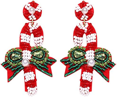 Christmas Earrings for Women Beaded Holiday Reindeer Bulb Boot Earrings Handmade Christmas Tree D... | Amazon (US)