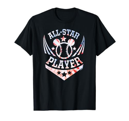 Disney Mickey Mouse Baseball All-Star Player Sports Tie-Dye T-Shirt | Amazon (US)