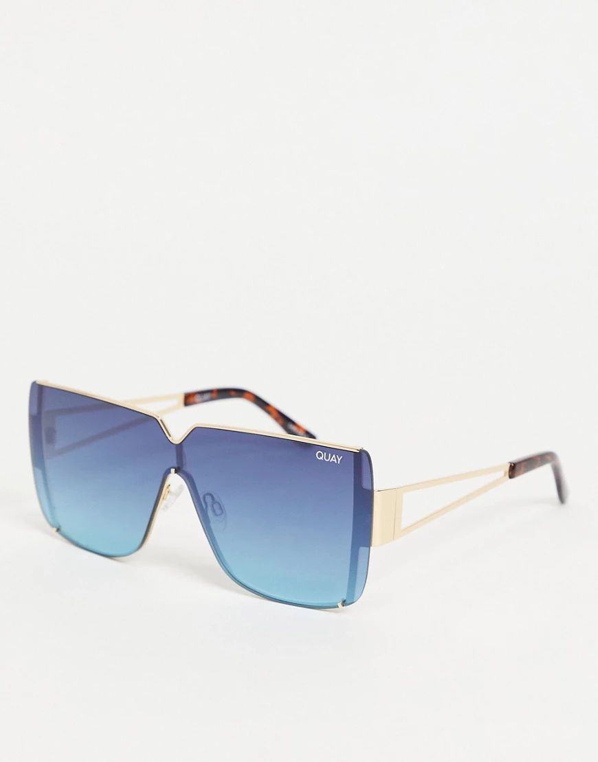 Quay Bankroll women's square sunglasses in blue-Blues | ASOS (Global)