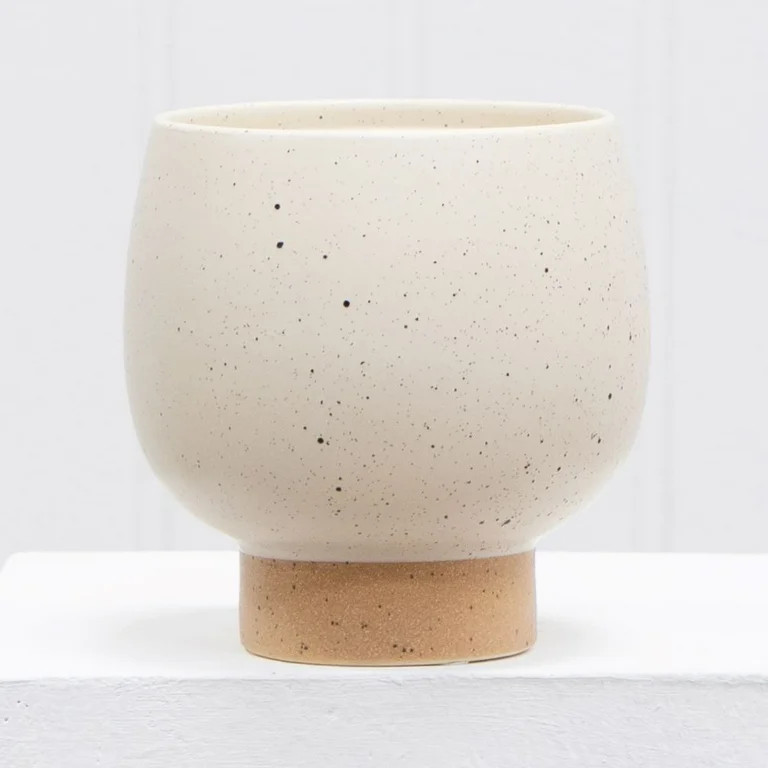 Mainstays 5.5"H Small Indoor Speckle Cream Ceramic Planter with Tan Base | Walmart (US)
