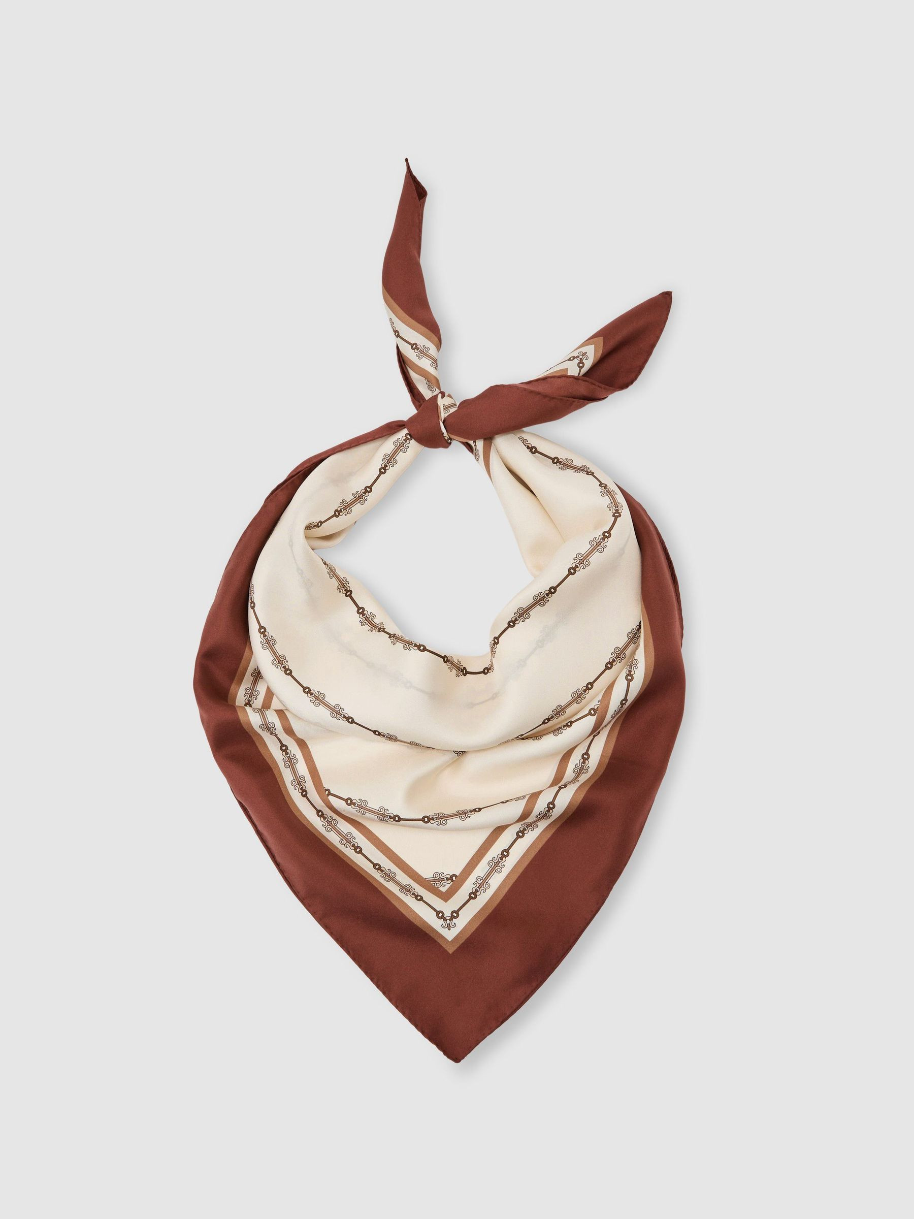 Silk Chain-Print Square Scarf | Reiss UK
