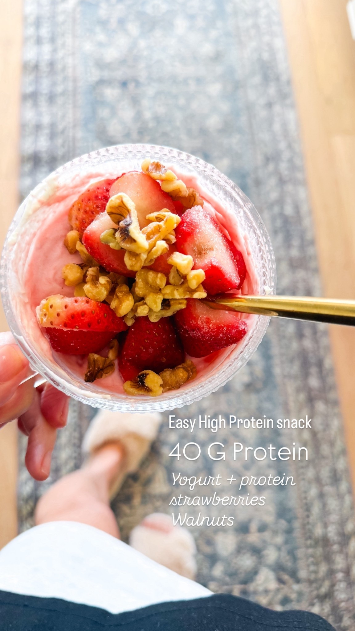 My go-to easy high protein snack lately and it’s one I actually look forward to. I’ve been trying to be more intentional about getting enough protein throughout the day and this simple combo has been on repeat. Greek yogurt mixed with protein powder, topped with fresh strawberries and walnuts for a little crunch… it’s quick, filling and feels like a treat. Perfect for a healthy snack or light breakfast when you need something easy but still balanced. Follow me on LTK for daily home decor, outfit ideas and simple everyday finds.

#LTKmomlife #LTKfitnessgoals #LTKfoodie