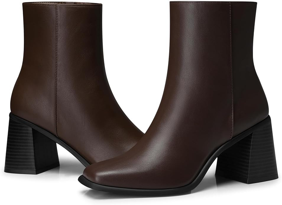 Women Heel Ankle Boots: 2.91 In Chunky Heels, Fashion Square Toe Short Boots, 2025 Fall Winter Bo... | Amazon (US)