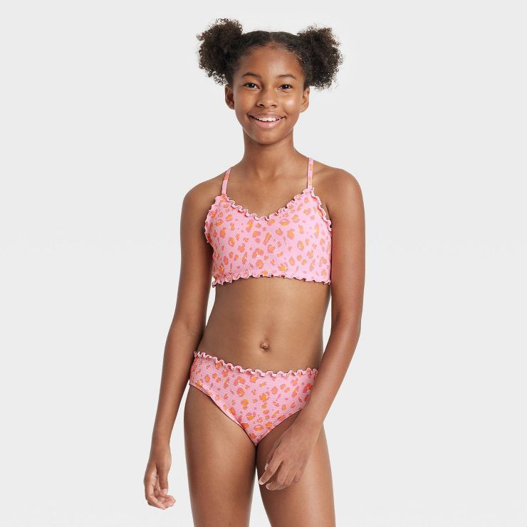 Girls' 2pc Wild One Bikini Set - art class™ Peach Orange | Target