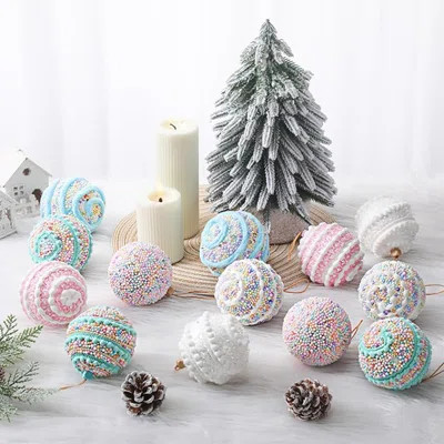9 Pcs Candy Christmas Tree Ball Ornaments, 3.15 Inch Foam Christmas Tree Candyland Decorations Hanging Ornaments Candyland Shatterproof Glitter Macaro | Wayfair North America
