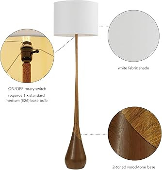 Globe Electric Novogratz x Globe Harrington 65" Floor Lamp, 2-Tone Faux Wood Base, White Fabric S... | Amazon (US)
