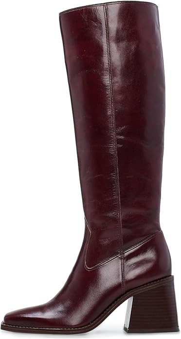 VOMIRA Knee High Boots Women Wide Calf Boots for Women Square Toe Tall Boots Chunky Heel Leather ... | Amazon (US)
