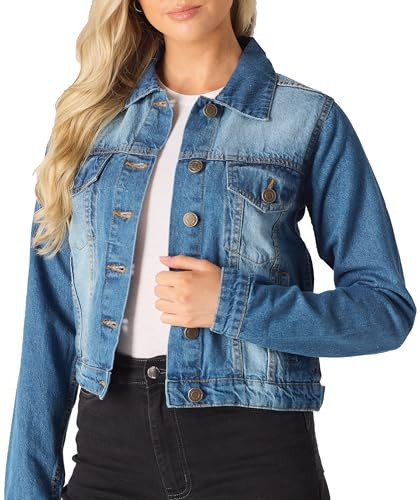 Jean Jacket Women - Long Sleeves Button Down Denim Jacket for Women Clothing in Regular Fit & Oversized with Waist Adjuster | Amazon (US)