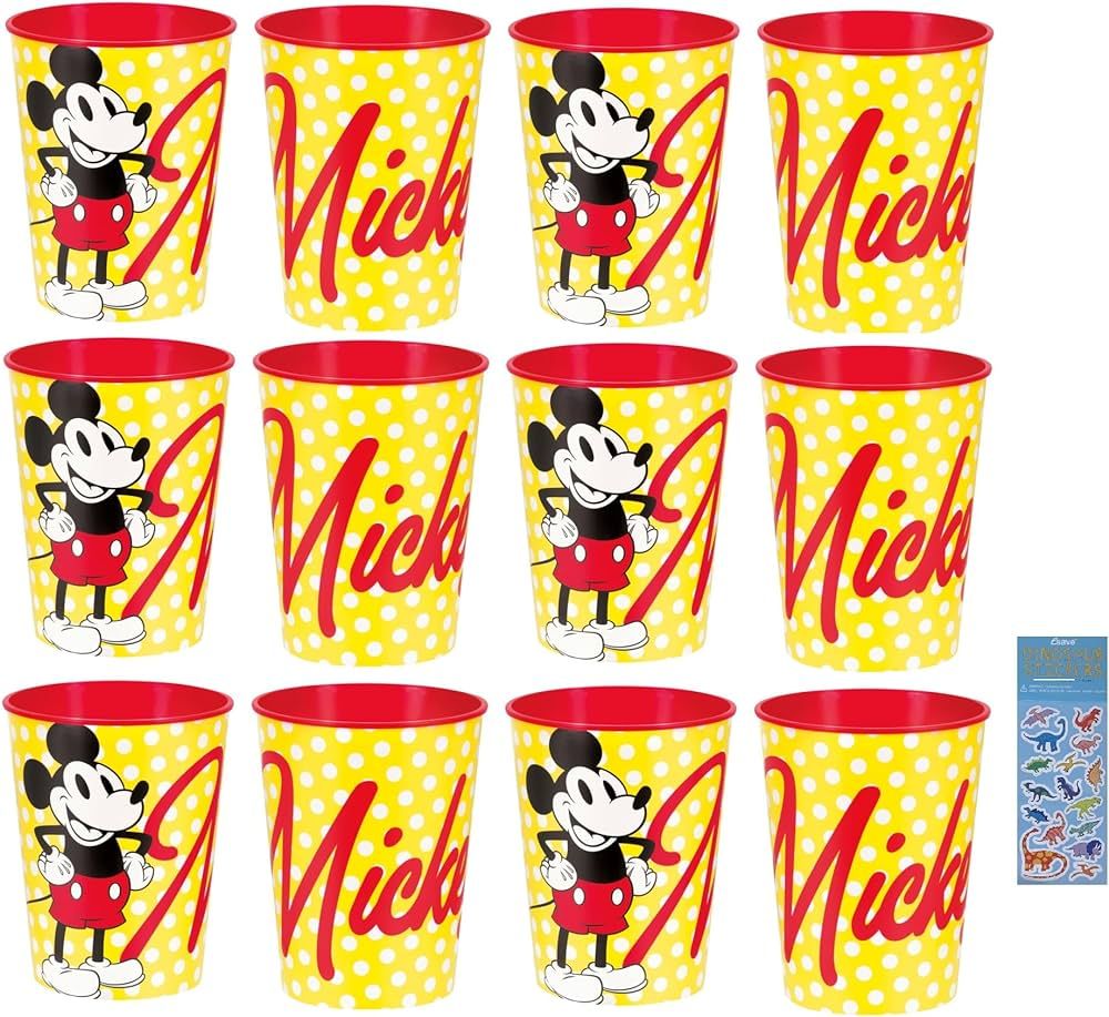 Unique Mickey Mouse Birthday Party Supplies Bundle includes 12 Plastic Reusable Cups 16oz and 1 D... | Amazon (US)