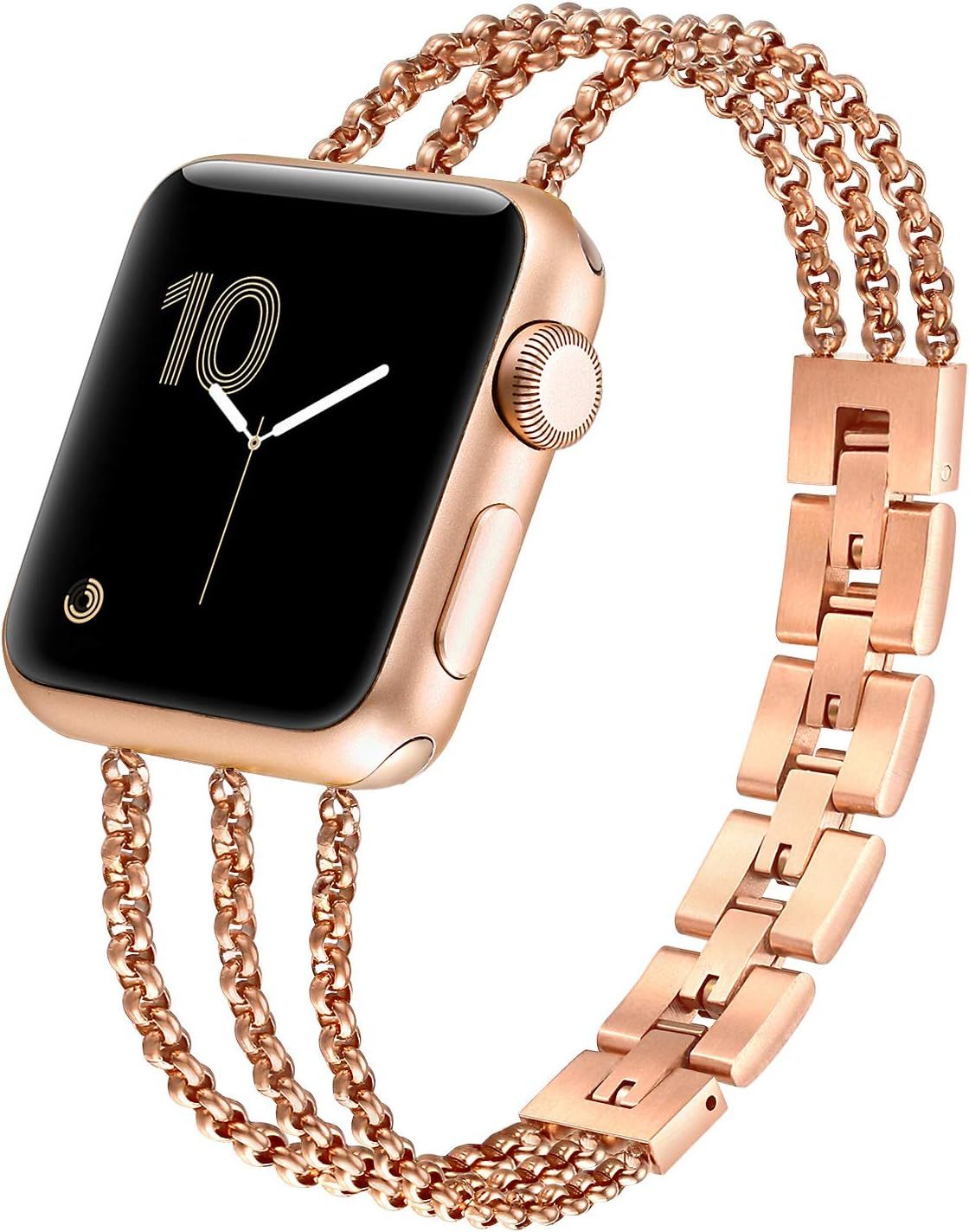 fastgo Rose Gold Compatible with Apple Watch Band for Women 40mm 41mm 38mm 44/45/ 49mm Ultra, Tas... | Amazon (US)