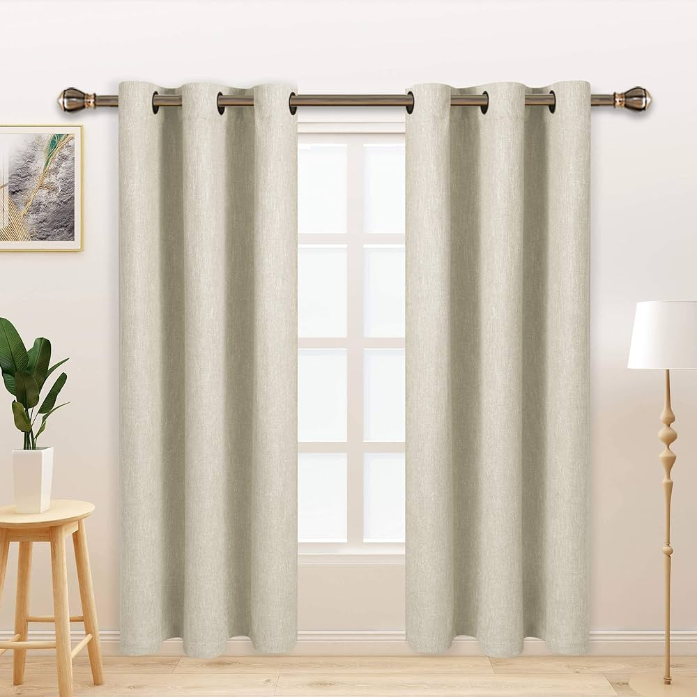 LORDTEX Linen Look Textured Blackout Curtains with Thermal Insulated Liner - Heavy Thick Grommet ... | Amazon (US)