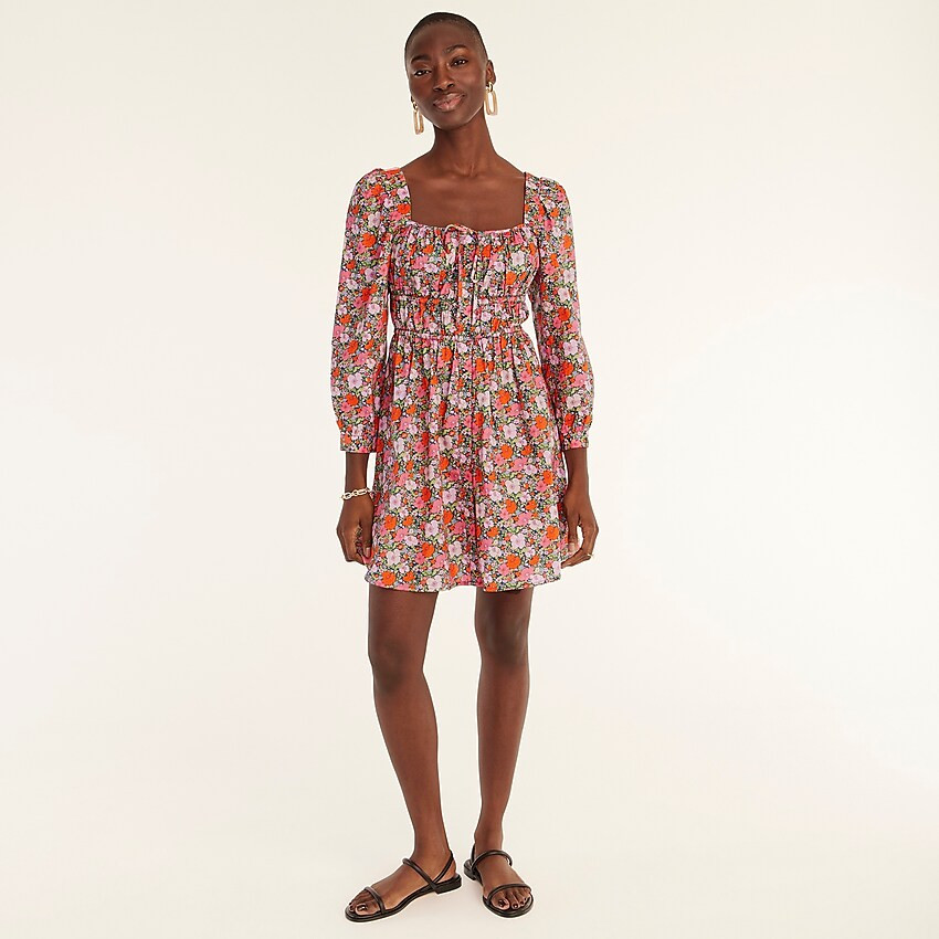 J.Crew: Cinched-waist Organic Cotton Dress In Liberty® Meadow Song Floral For Women | J. Crew US