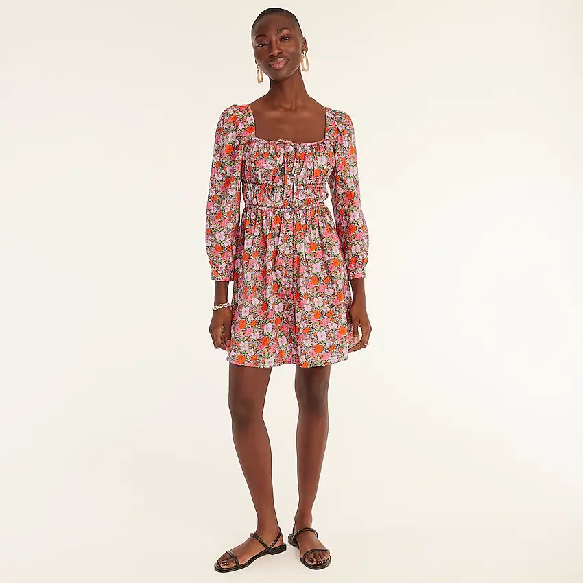 J.Crew: Cinched-waist Organic Cotton Dress In Liberty® Meadow Song Floral For Women | J.Crew US
