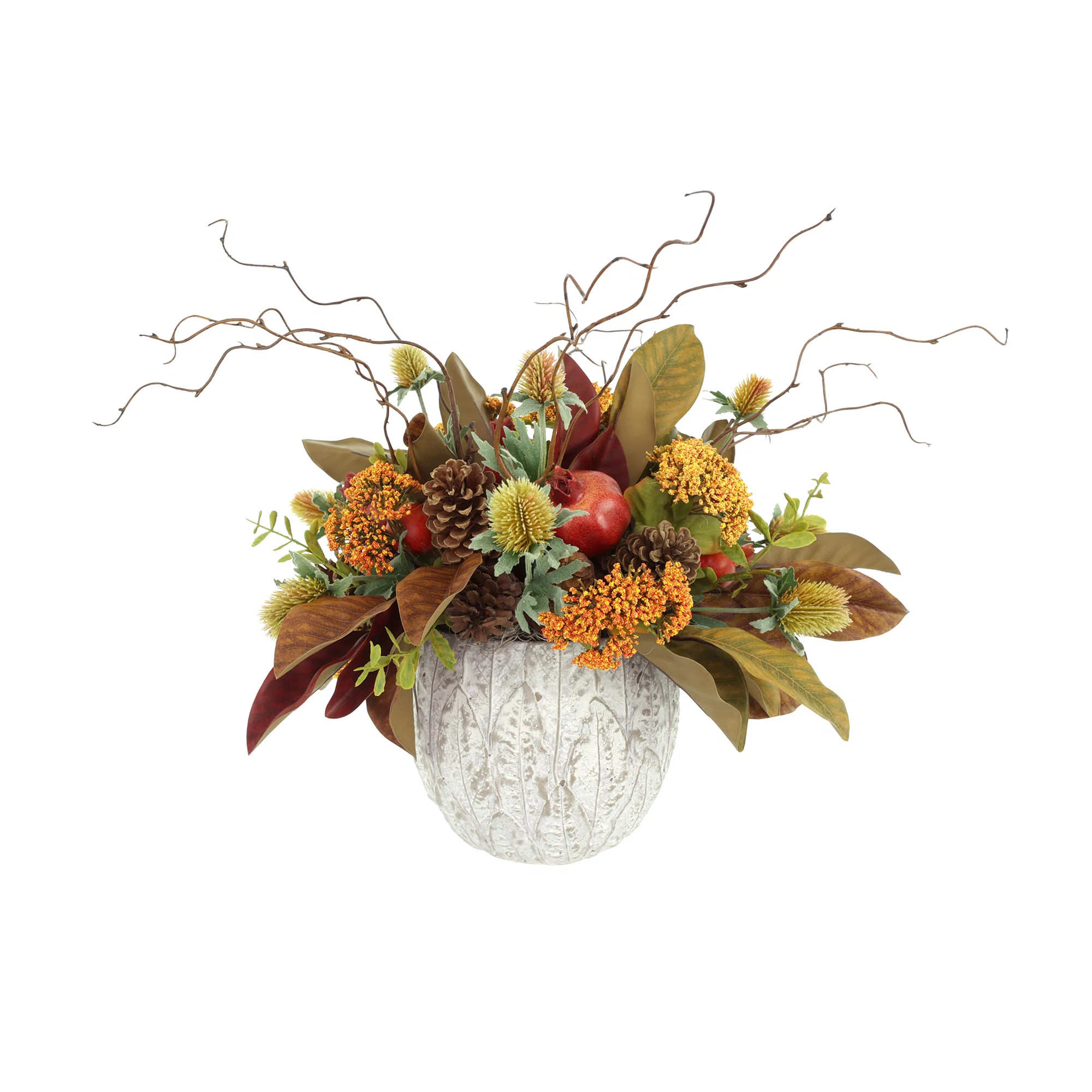 Creative Displays, Inc.Thistle and Pomegranates Arranged in Decorative Ceramic Pot | Perigold