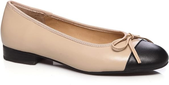 SHODENSE Women Cap Toe Bow Flats Two Tone Slip On Ballet Flats Comfort Closed Round Toe Flats Col... | Amazon (US)